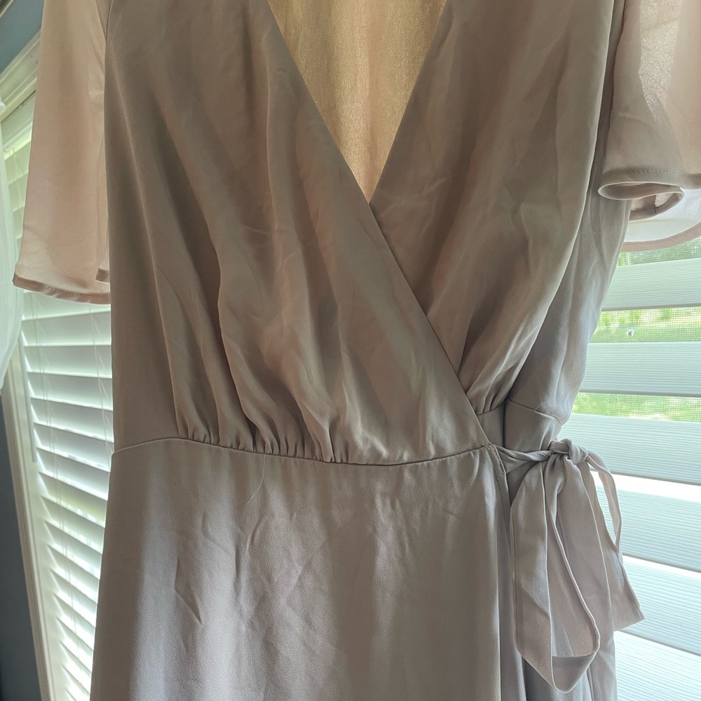 Show Me Your Mumu Beige Wrap Dress
